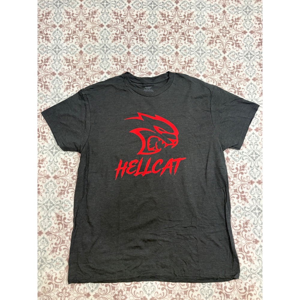 Gildan Softstyle Dodge Hellcat Graphic T-Shirt XL Gray Red Logo Short Sleeve Tee